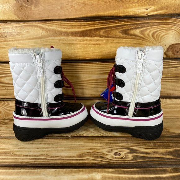 NEW totes Toddler Girls Sophie Winter Duck Boots White Black - Picture 5 of 10
